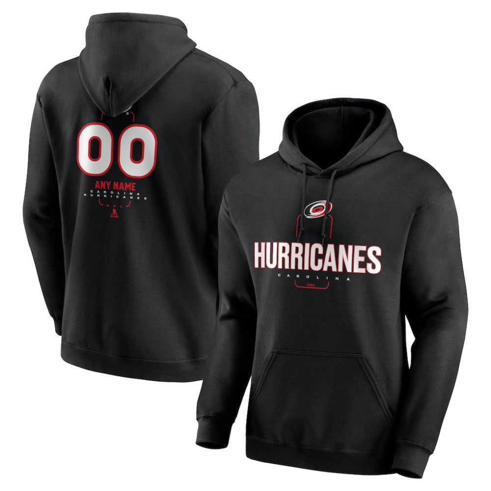 NHL,Custom Carolina Hurricanes Personalized Name & Number Midfielder Pullover Hoodie - Black
