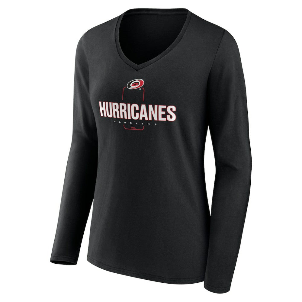 NHL,Custom Carolina Hurricanes Women's Personalized Name & Number Midfielder Long Sleeve V-Neck T-Shirt - Black
