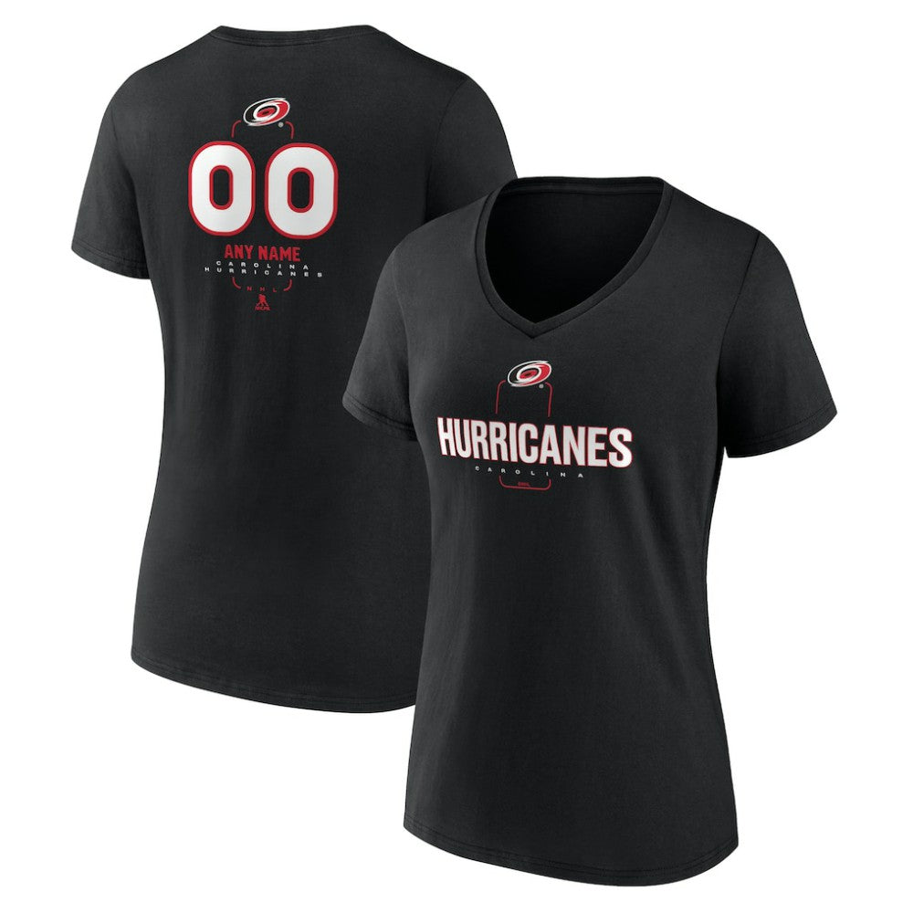NHL,Custom Carolina Hurricanes Women's Personalized Name & Number Midfielder V-Neck T-Shirt - Black