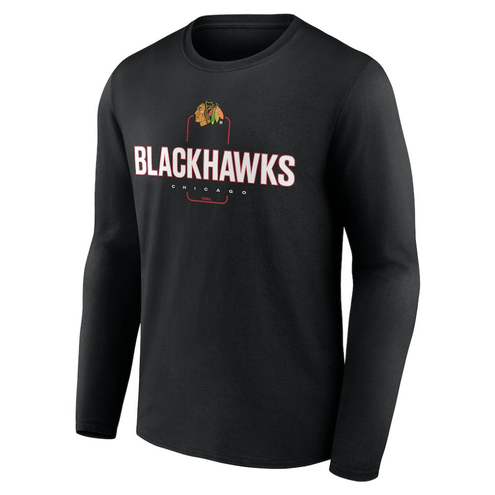 NHL,Custom Chicago Blackhawks Personalized Name & Number Midfielder Long Sleeve T-Shirt - Black