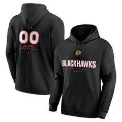 NHL,Custom Chicago Blackhawks Personalized Name & Number Midfielder Pullover Hoodie - Black