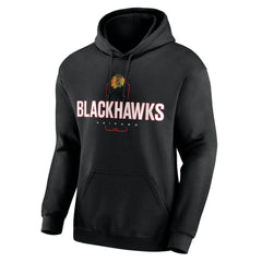 NHL,Custom Chicago Blackhawks Personalized Name & Number Midfielder Pullover Hoodie - Black