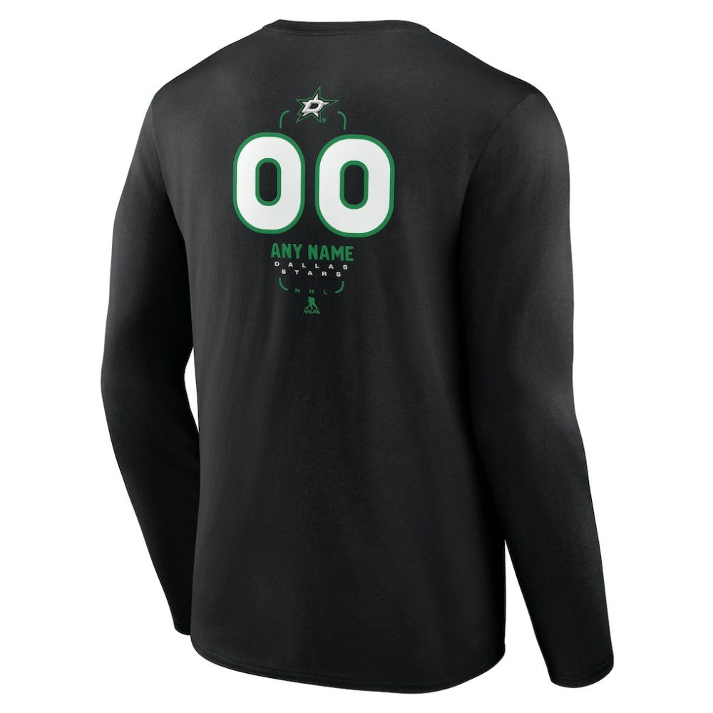 NHL,Custom Dallas Stars Personalized Name & Number Midfielder Long Sleeve T-Shirt - Black