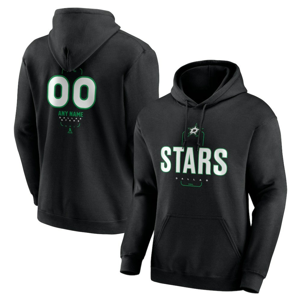 NHL,Custom Dallas Stars Personalized Name & Number Midfielder Pullover Hoodie - Black
