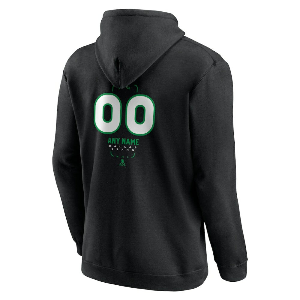 NHL,Custom Dallas Stars Personalized Name & Number Midfielder Pullover Hoodie - Black