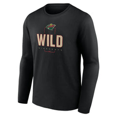 NHL,Custom Minnesota Wild Personalized Name & Number Midfielder Long Sleeve T-Shirt - Black