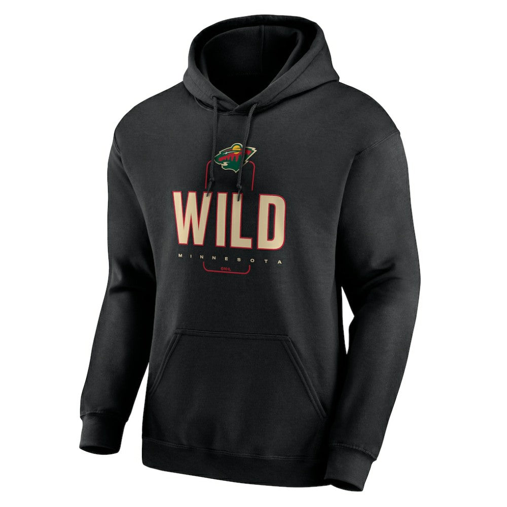 NHL,Custom Minnesota Wild Personalized Name & Number Midfielder Pullover Hoodie - Black
