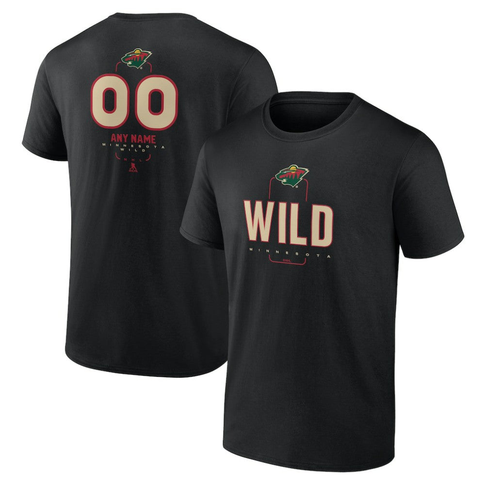NHL,Custom Minnesota Wild Personalized Name & Number Midfielder T-Shirt - Black
