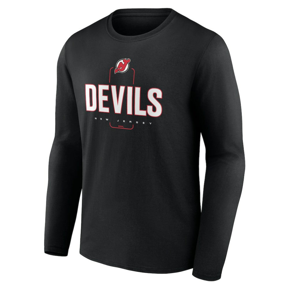 NHL,Custom New Jersey Devils Personalized Name & Number Midfielder Long Sleeve T-Shirt - Black