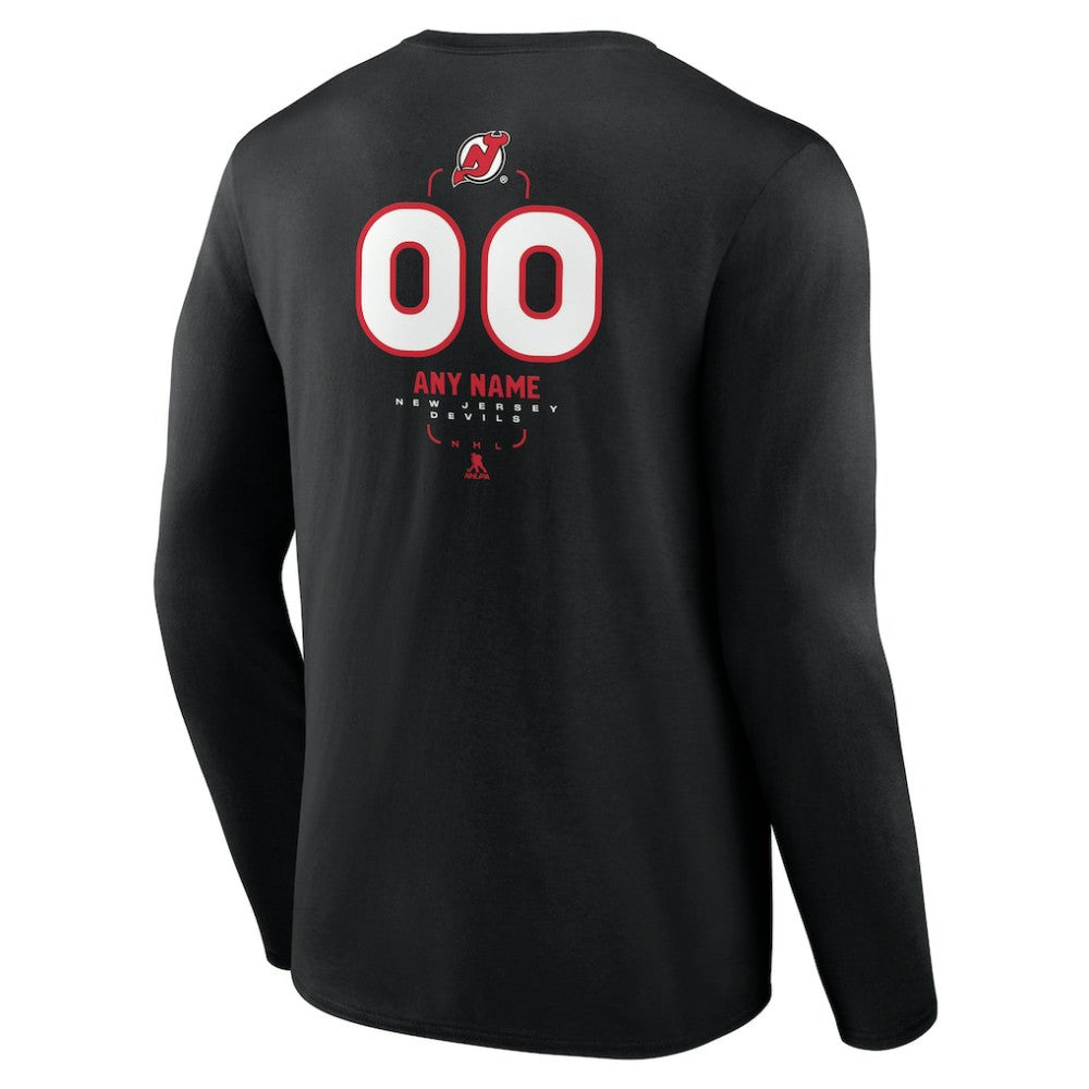 NHL,Custom New Jersey Devils Personalized Name & Number Midfielder Long Sleeve T-Shirt - Black