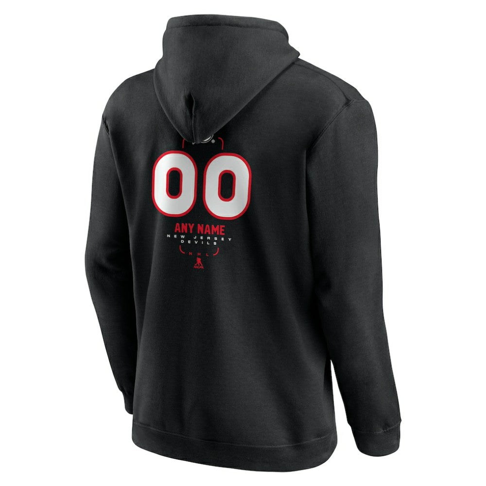 NHL,Custom New Jersey Devils Personalized Name & Number Midfielder Pullover Hoodie - Black