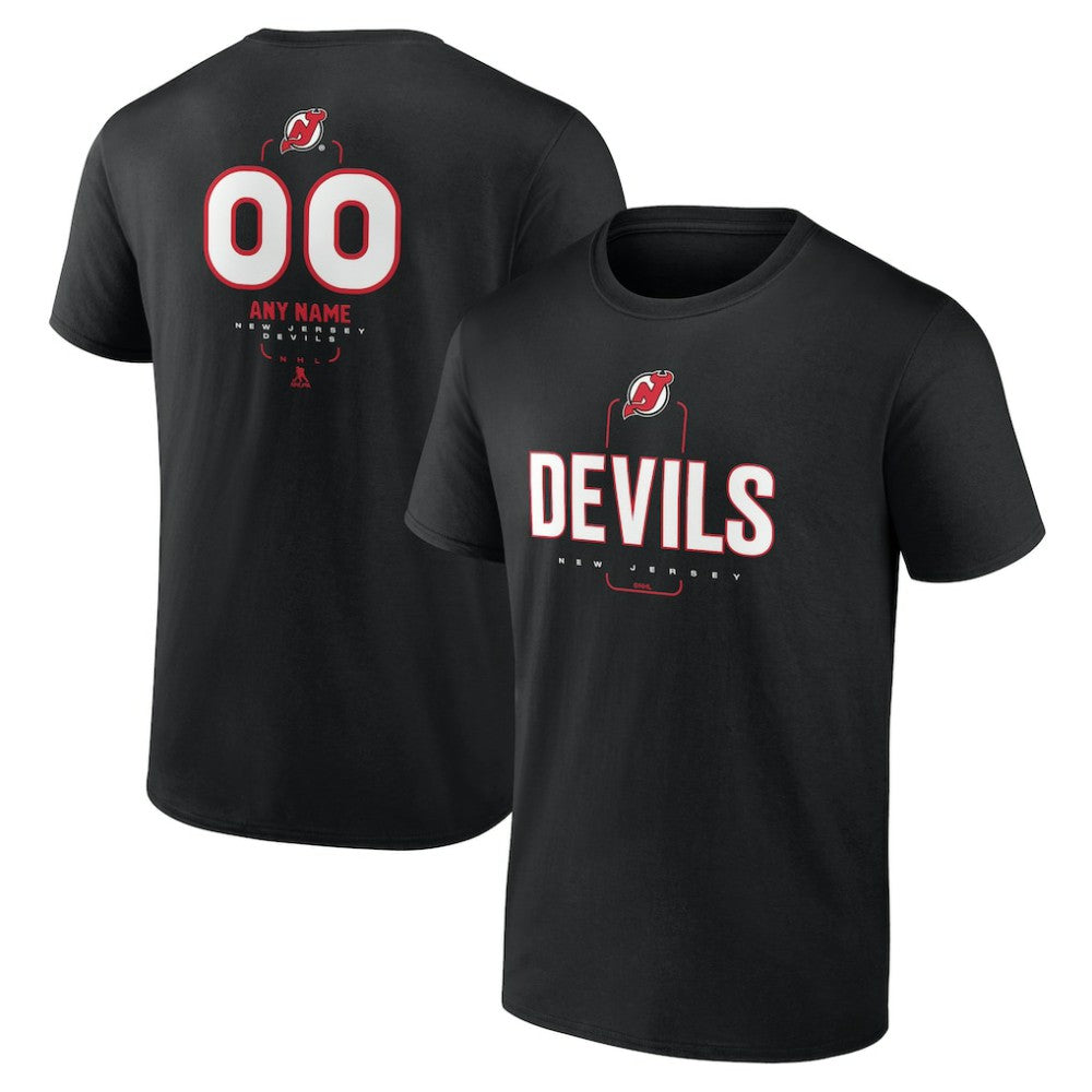 NHL,Custom New Jersey Devils Personalized Name & Number Midfielder T-Shirt - Black