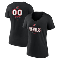 NHL,Custom New Jersey Devils Women's Personalized Name & Number Midfielder V-Neck T-Shirt - Black