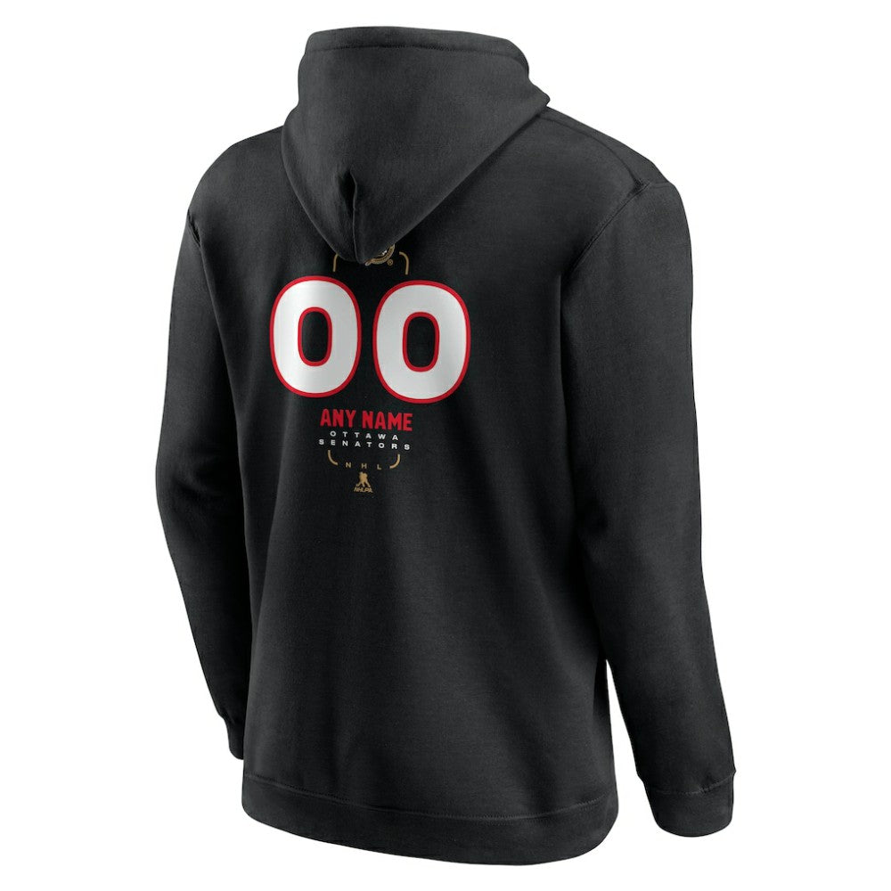 NHL,Custom Ottawa Senators Personalized Name & Number Midfielder Pullover Hoodie - Black