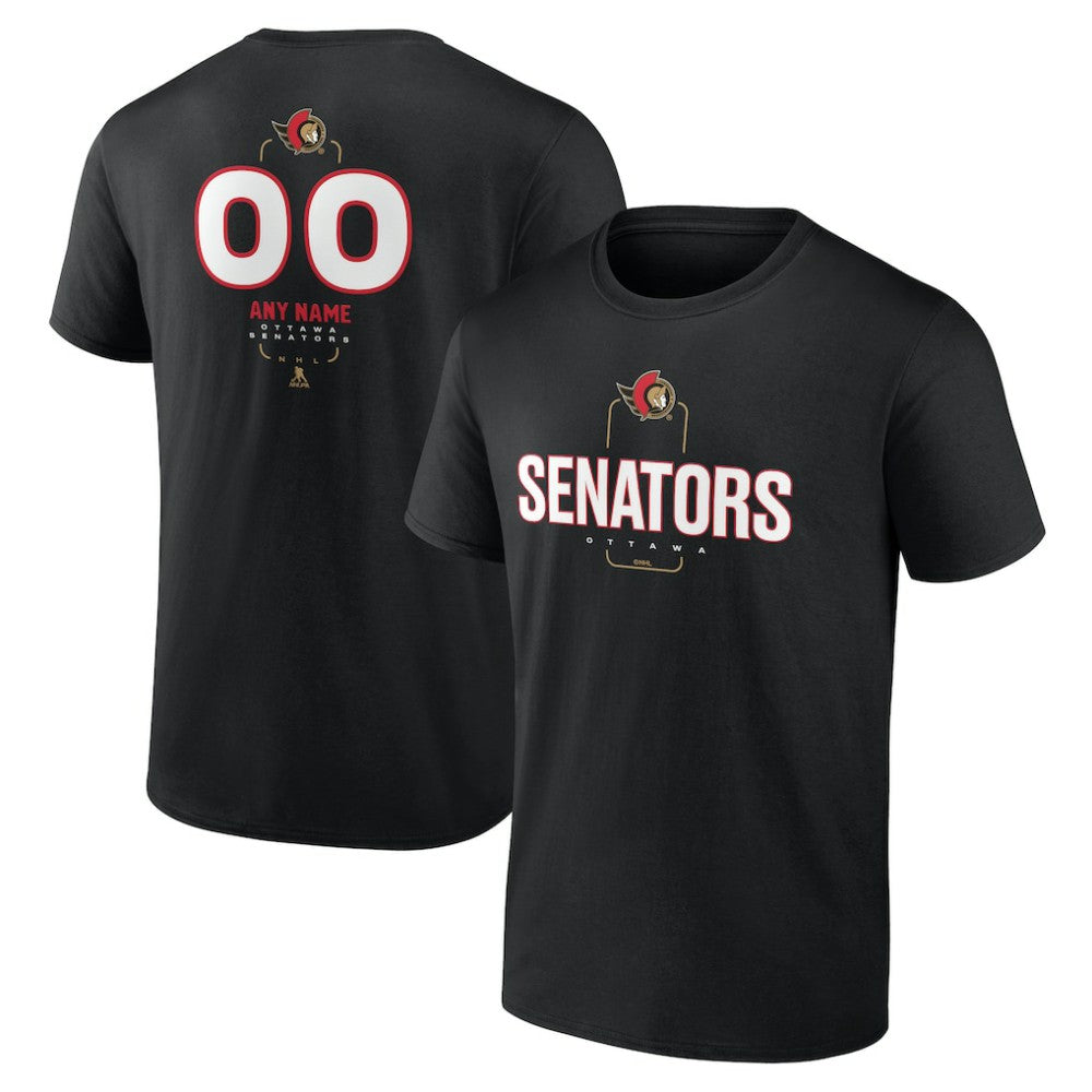 NHL,Custom Ottawa Senators Personalized Name & Number Midfielder T-Shirt - Black