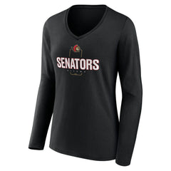 NHL,Custom Ottawa Senators Women's Personalized Name & Number Midfielder Long Sleeve V-Neck T-Shirt - Black