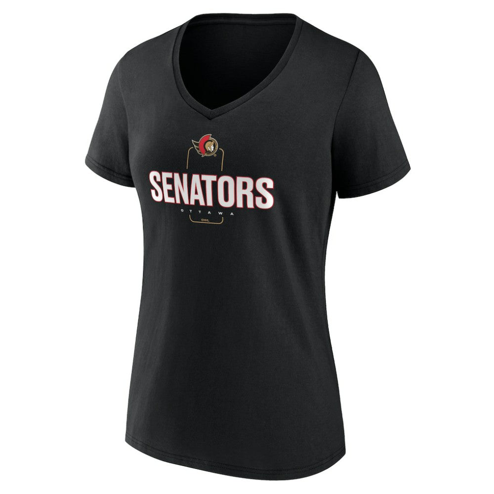 NHL,Custom Ottawa Senators Women's Personalized Name & Number Midfielder V-Neck T-Shirt - Black