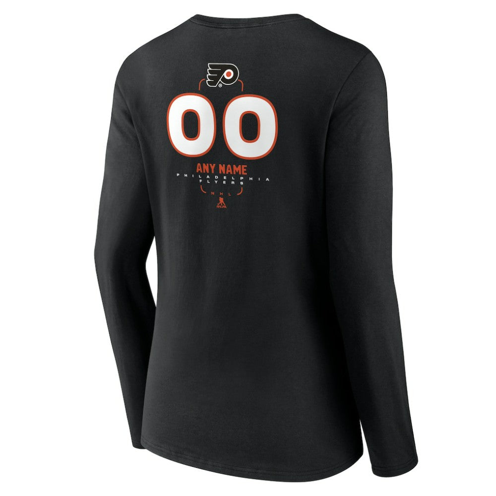 NHL,Custom Philadelphia Flyers Women's Personalized Name & Number Midfielder Long Sleeve V-Neck T-Shirt - Black