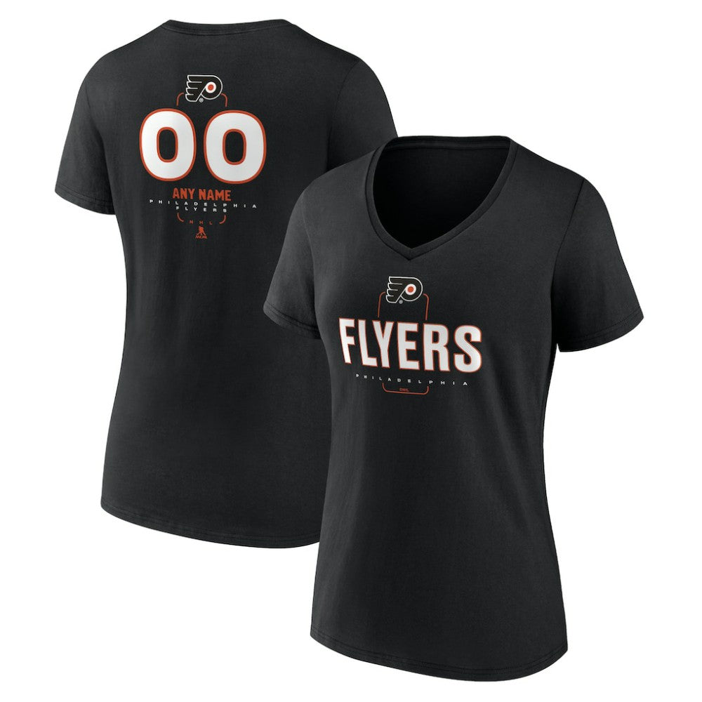 NHL,Custom Philadelphia Flyers Women's Personalized Name & Number Midfielder V-Neck T-Shirt - Black