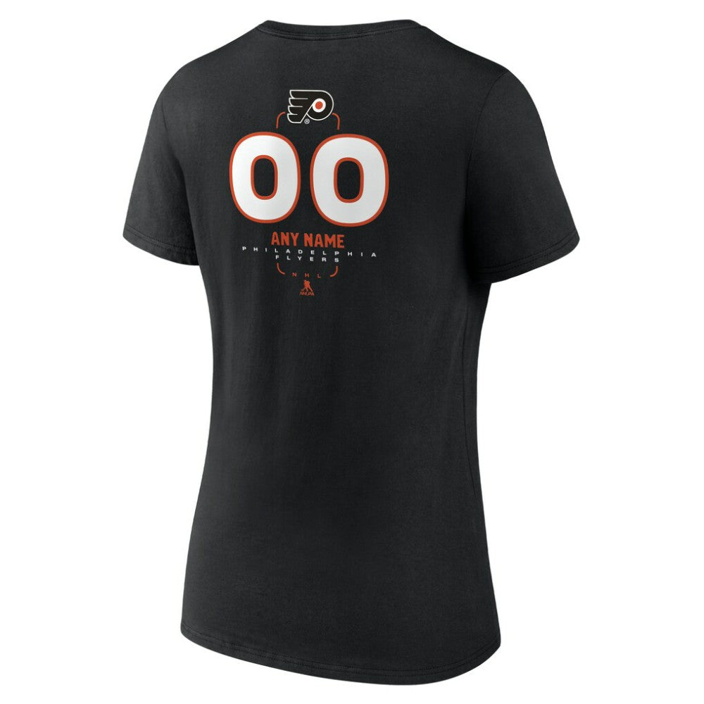 NHL,Custom Philadelphia Flyers Women's Personalized Name & Number Midfielder V-Neck T-Shirt - Black