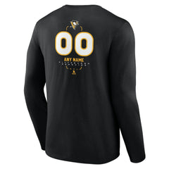 NHL,Custom Pittsburgh Penguins Personalized Name & Number Midfielder Long Sleeve T-Shirt - Black