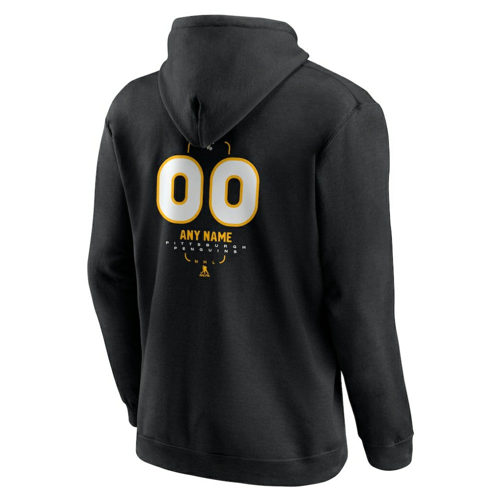NHL,Custom Pittsburgh Penguins Personalized Name & Number Midfielder Pullover Hoodie - Black
