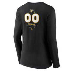 NHL,Custom Pittsburgh Penguins Women's Personalized Name & Number Midfielder Long Sleeve V-Neck T-Shirt - Black