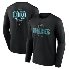 NHL,Custom San Jose Sharks Personalized Name & Number Midfielder Long Sleeve T-Shirt - Black
