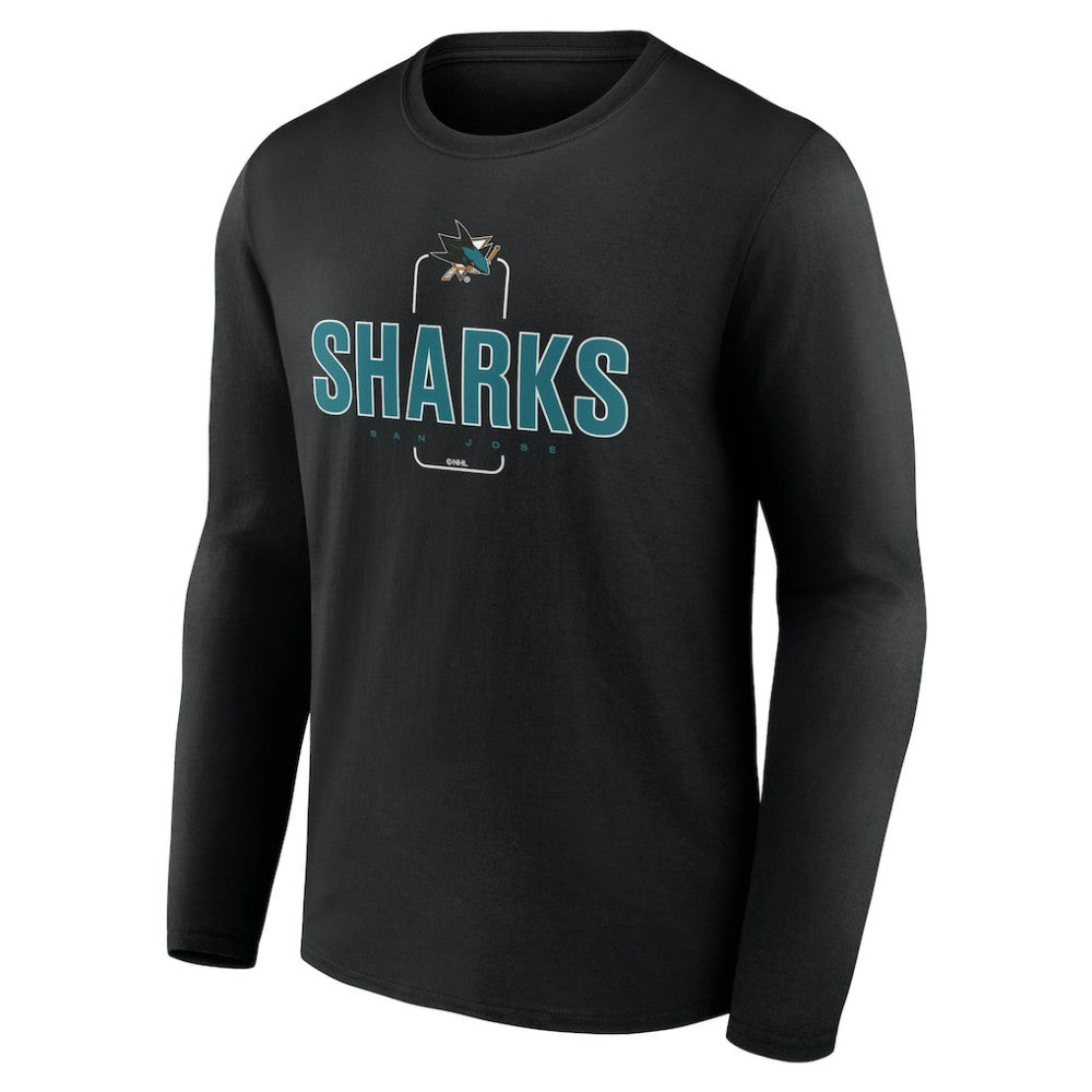 NHL,Custom San Jose Sharks Personalized Name & Number Midfielder Long Sleeve T-Shirt - Black