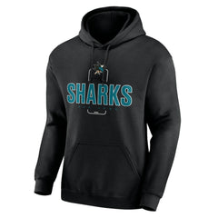 NHL,Custom San Jose Sharks Personalized Name & Number Midfielder Pullover Hoodie - Black