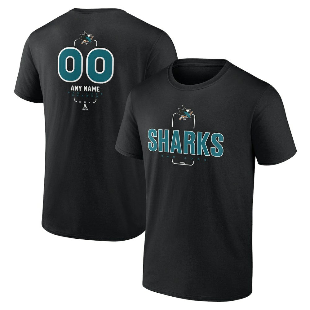 NHL,Custom San Jose Sharks Personalized Name & Number Midfielder T-Shirt - Black