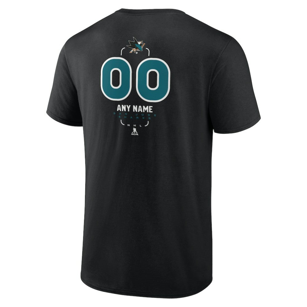 NHL,Custom San Jose Sharks Personalized Name & Number Midfielder T-Shirt - Black