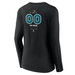 NHL,Custom San Jose Sharks Women's Personalized Name & Number Midfielder Long Sleeve V-Neck T-Shirt - Black