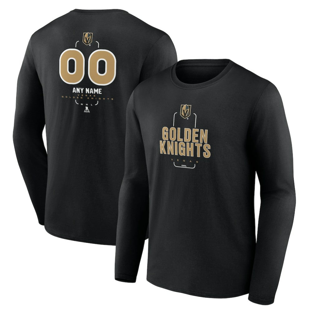 NHL,Custom Vegas Golden Knights Personalized Name & Number Midfielder Long Sleeve T-Shirt - Black