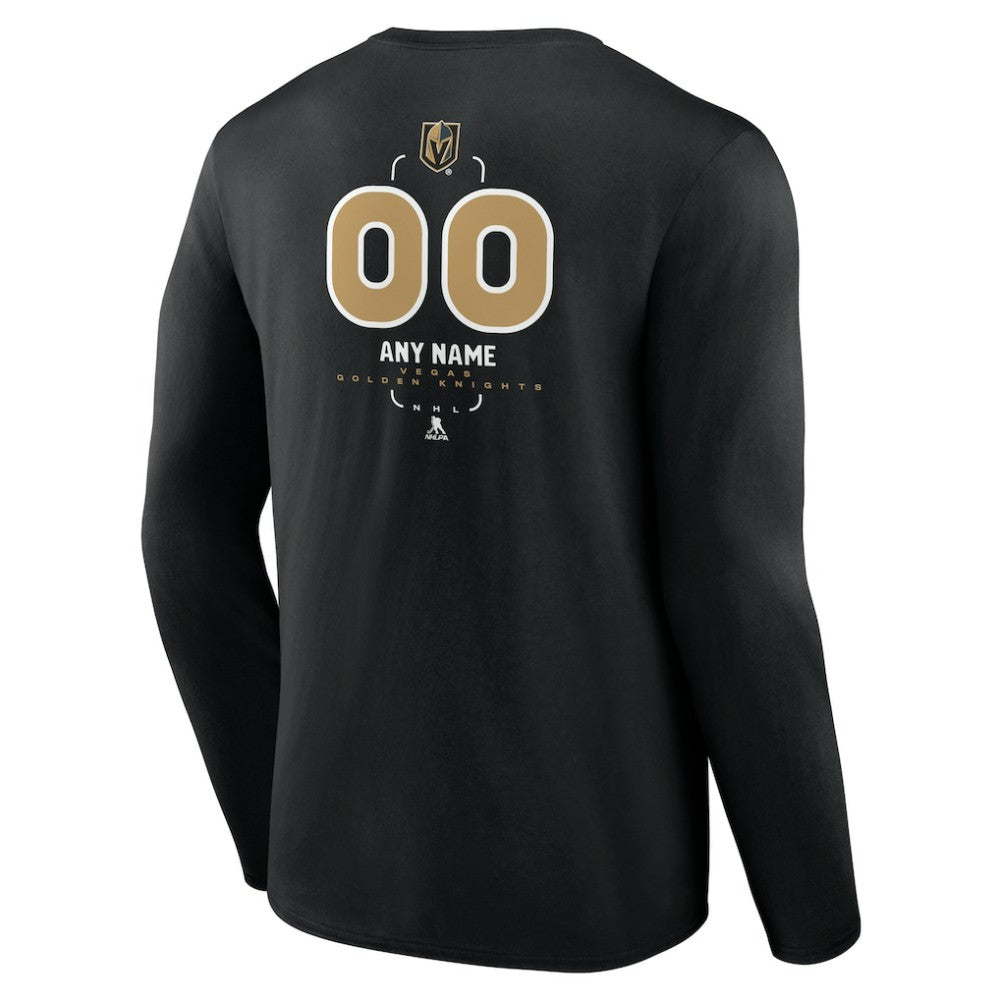 NHL,Custom Vegas Golden Knights Personalized Name & Number Midfielder Long Sleeve T-Shirt - Black