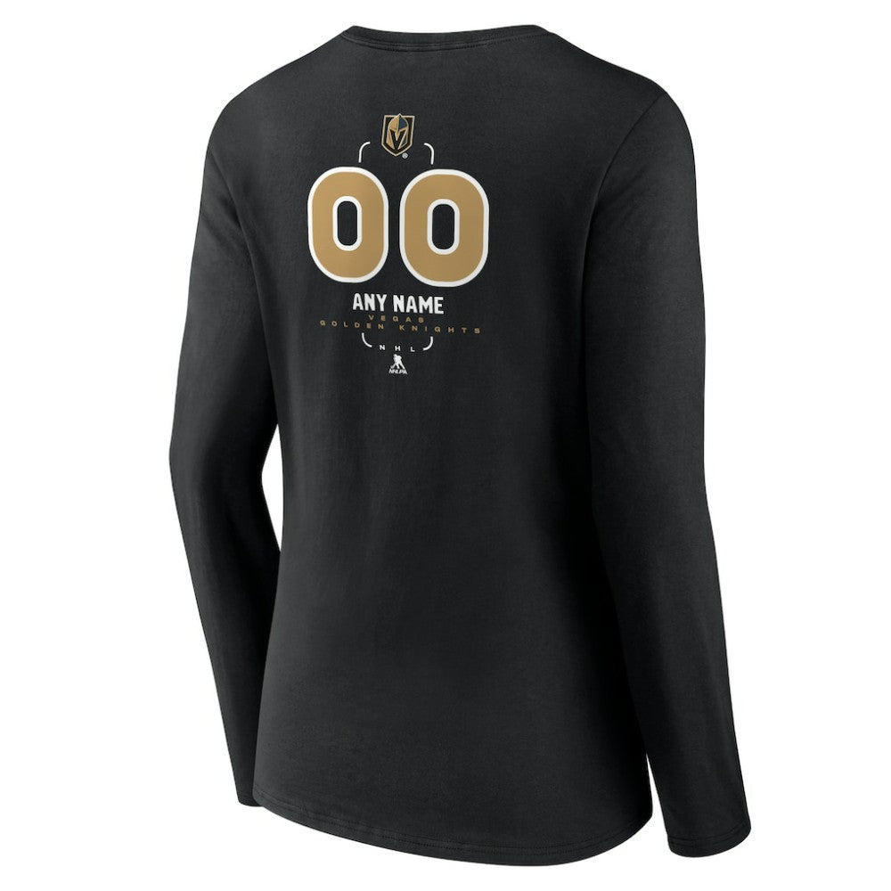 NHL,Custom Vegas Golden Knights Women's Personalized Name & Number Midfielder Long Sleeve V-Neck T-Shirt - Black