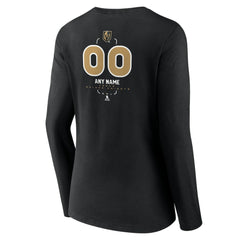 NHL,Custom Vegas Golden Knights Women's Personalized Name & Number Midfielder Long Sleeve V-Neck T-Shirt - Black