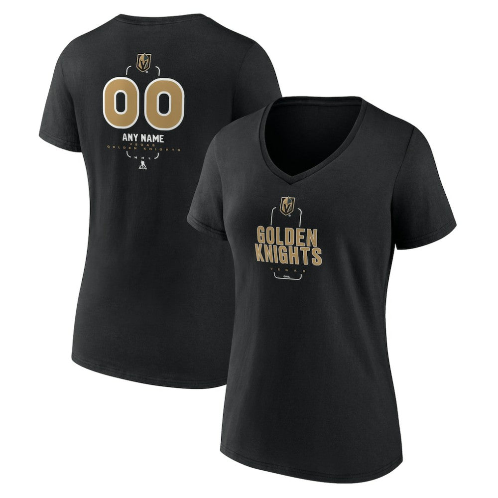 NHL,Custom Vegas Golden Knights Women's Personalized Name & Number Midfielder V-Neck T-Shirt - Black