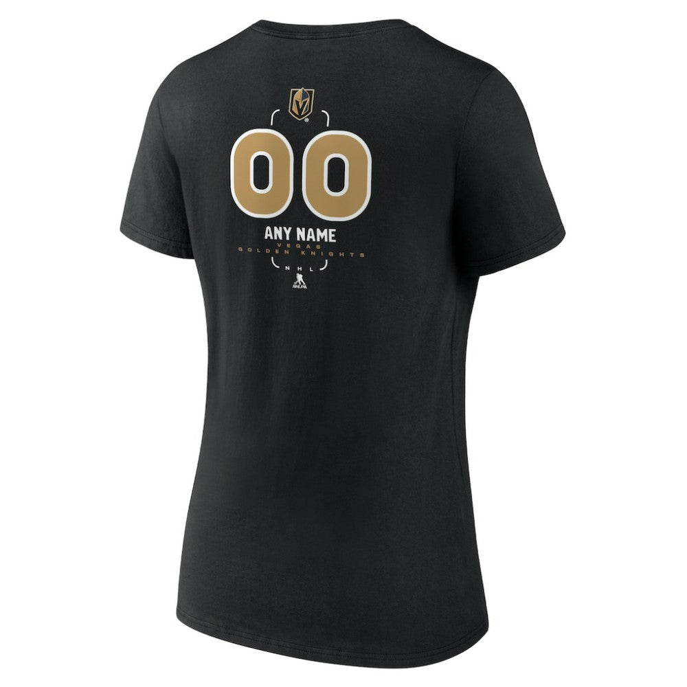NHL,Custom Vegas Golden Knights Women's Personalized Name & Number Midfielder V-Neck T-Shirt - Black