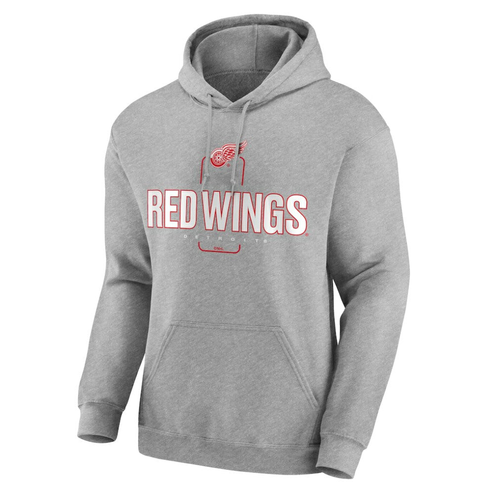 NHL,Custom Detroit Red Wings Personalized Name & Number Midfielder Pullover Hoodie - Gray