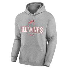 NHL,Custom Detroit Red Wings Personalized Name & Number Midfielder Pullover Hoodie - Gray