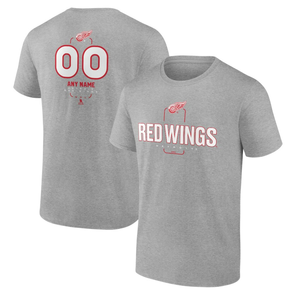 NHL,Custom Detroit Red Wings Personalized Name & Number Midfielder T-Shirt - Gray