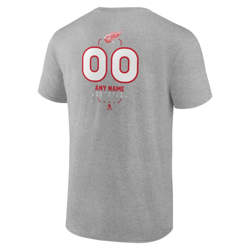 NHL,Custom Detroit Red Wings Personalized Name & Number Midfielder T-Shirt - Gray