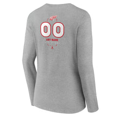 NHL,Custom Detroit Red Wings Women's Personalized Name & Number Midfielder Long Sleeve V-Neck T-Shirt - Gray