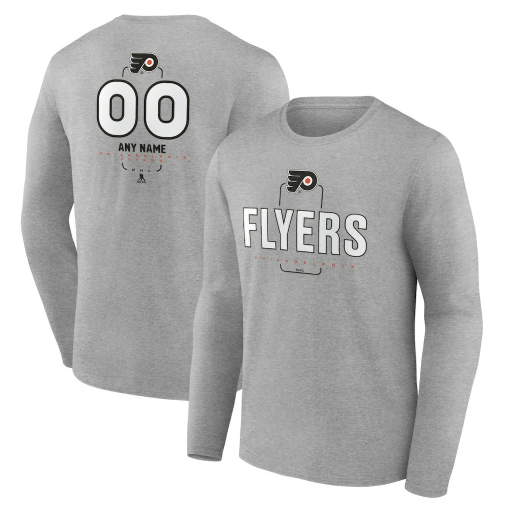 NHL,Custom Philadelphia Flyers Personalized Name & Number Midfielder Long Sleeve T-Shirt - Gray