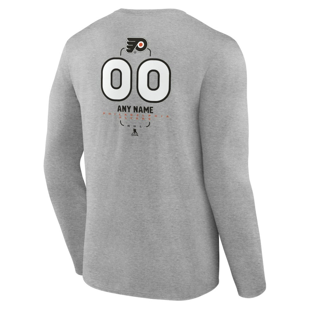 NHL,Custom Philadelphia Flyers Personalized Name & Number Midfielder Long Sleeve T-Shirt - Gray
