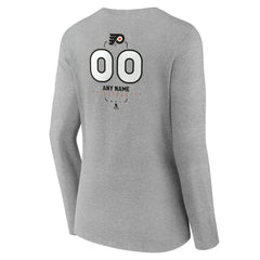 NHL,Custom Philadelphia Flyers Women's Personalized Name & Number Midfielder Long Sleeve V-Neck T-Shirt - Gray