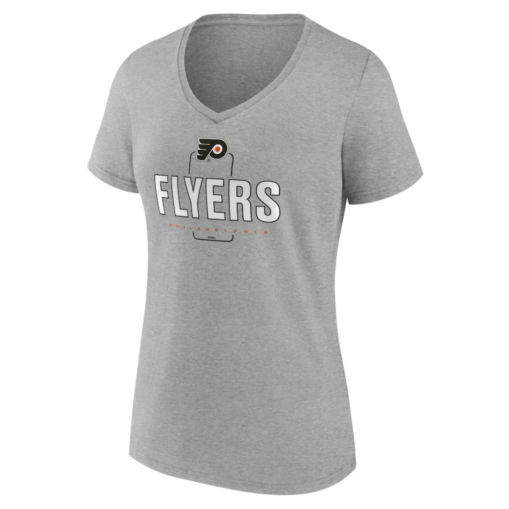 NHL,Custom Philadelphia Flyers Women's Personalized Name & Number Midfielder V-Neck T-Shirt - Gray