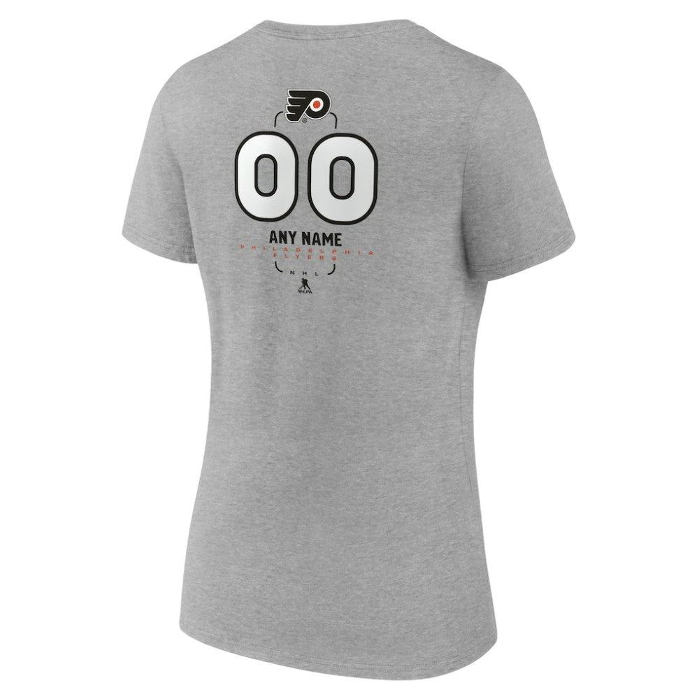 NHL,Custom Philadelphia Flyers Women's Personalized Name & Number Midfielder V-Neck T-Shirt - Gray