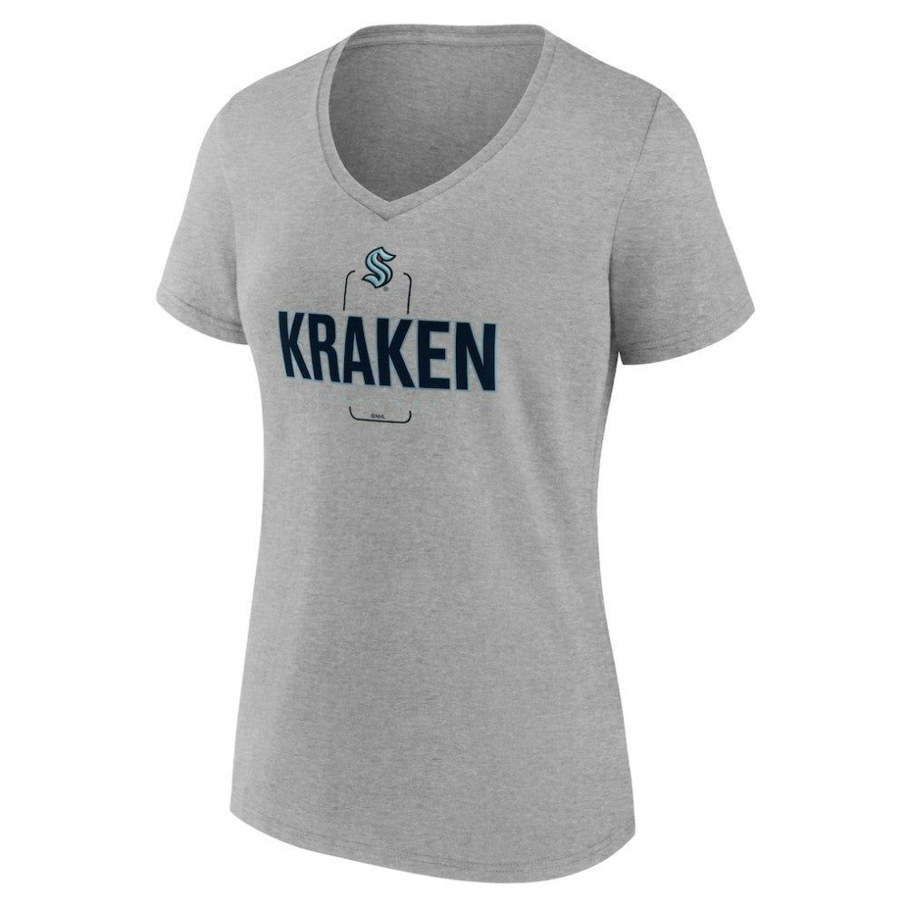 NHL,Custom Seattle Kraken Women's Personalized Name & Number Midfielder V-Neck T-Shirt - Gray